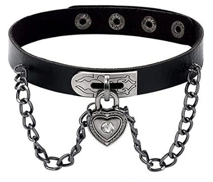 Collier ras du cou à verrouillage gothique en cuir punk réglable