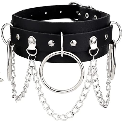 Adjustable Punk Leather Gothic Chain Choker Necklace