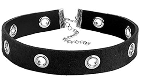 Collier ras du cou en cuir punk noir