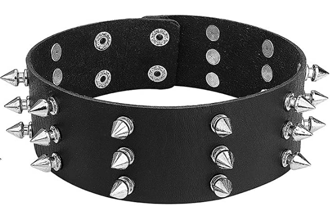 Adjustable Studded Punk Leather Choker Necklace