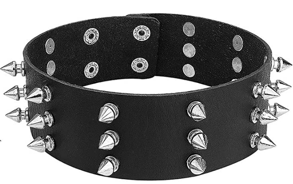 Adjustable Studded Punk Leather Choker Necklace