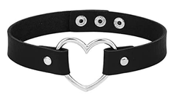 Adjustable Punk Leather Gothic Heart Choker Necklace