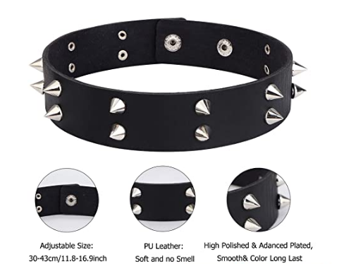 Adjustable Studded Punk Leather Choker Necklace