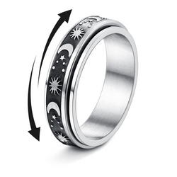 Spinner Fidget Ring for Anxiety Moon Star Sun Ring