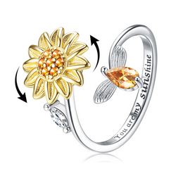 Sunflower Anxiety Ring for Women Spinner Fidget Ring