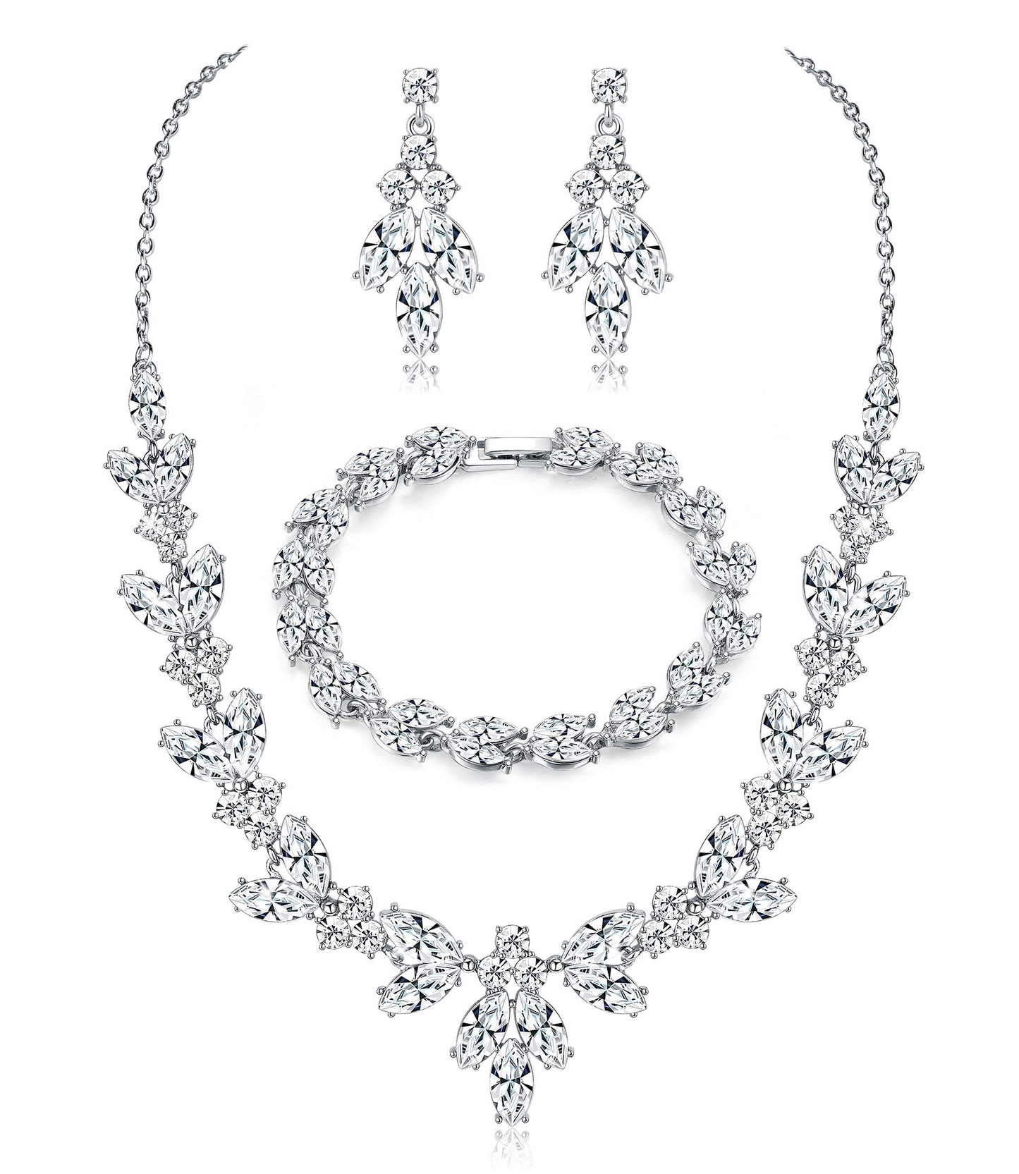 Necklace Earrings Bracelet Set Wedding Jewelry