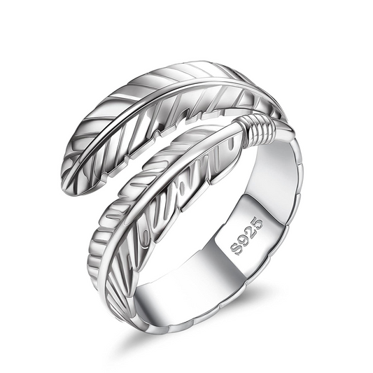 Adjustable Angel Wings Leaf Ring