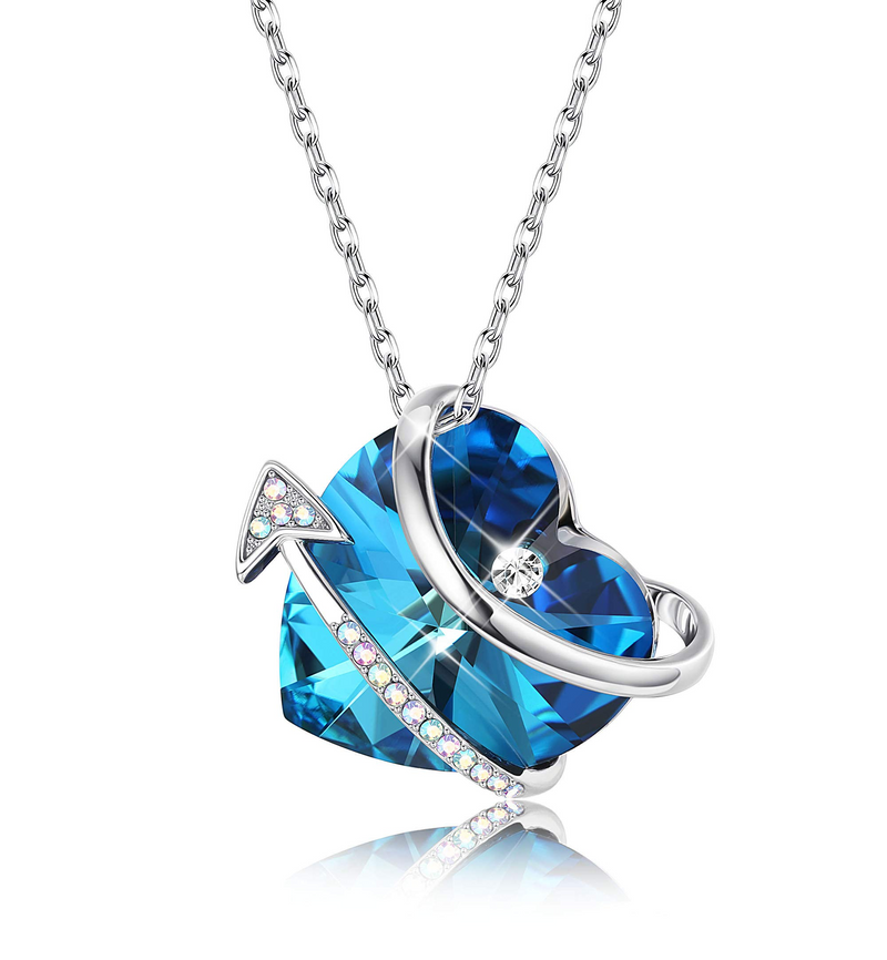 Blue Heart Arrow Pendant Necklace