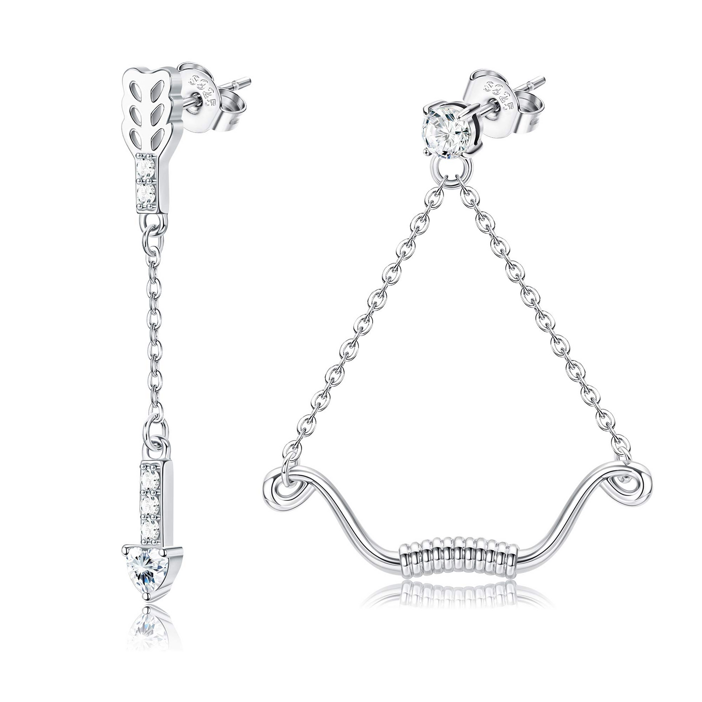 Cupid Love Arrow Chain Dangle Earrings