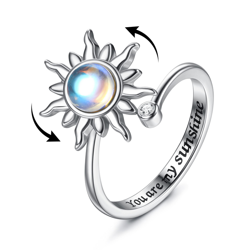 Anxiety Spinner Fidget Adjustable Sunflower Ring