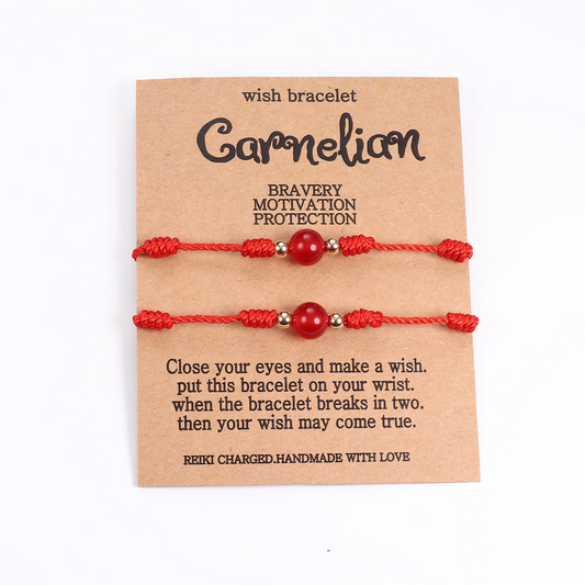 2 Pcs  Adjustable Red Knots String Bracelet