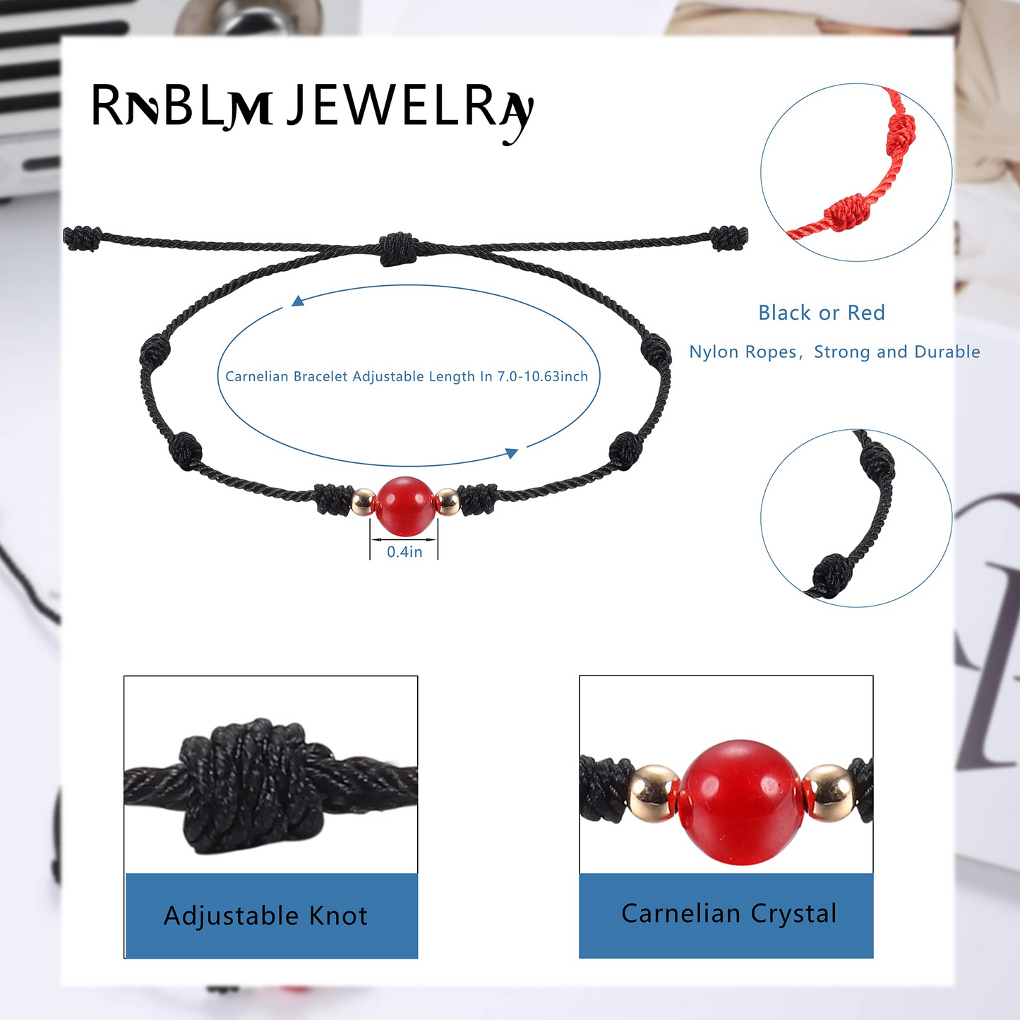 2 Pcs  Adjustable Red Knots String Bracelet
