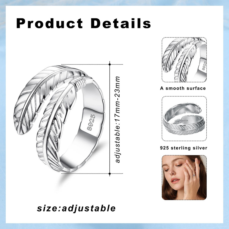 Adjustable Angel Wings Leaf Ring