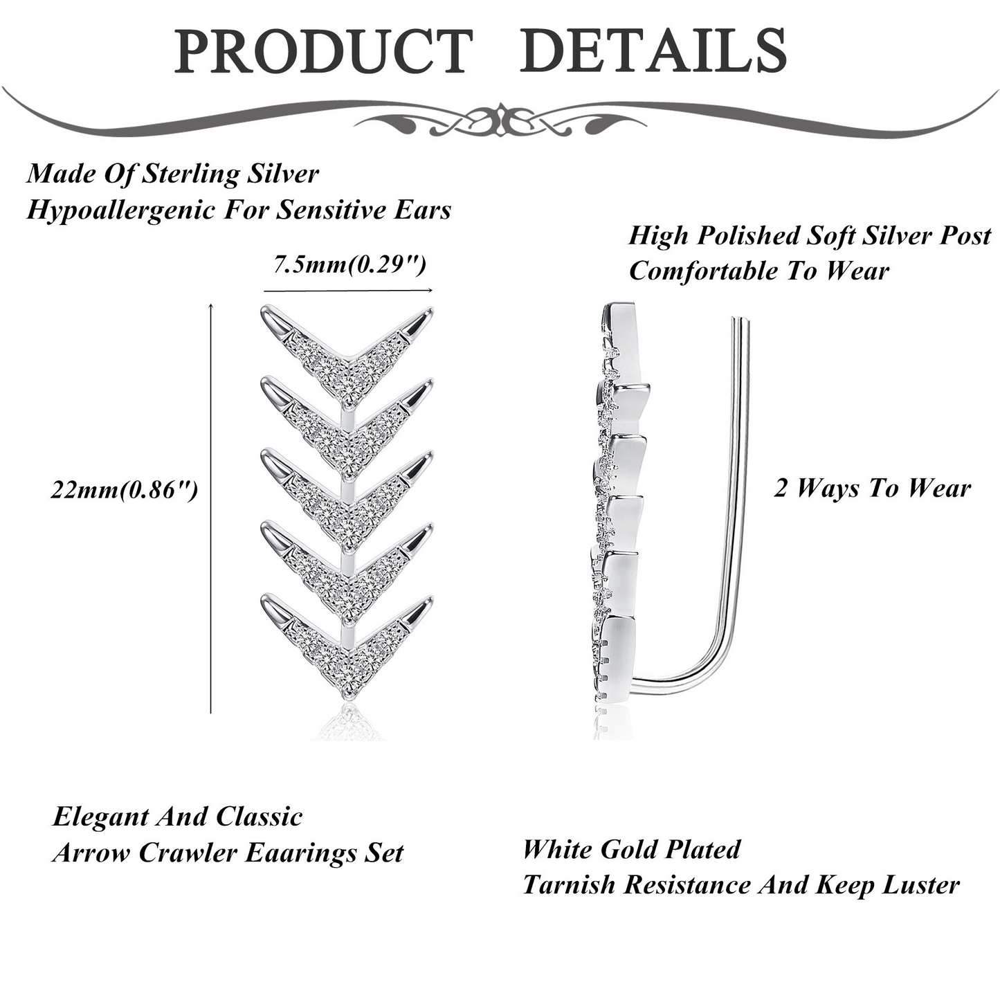 Arrow Crawler Cuff Earrings