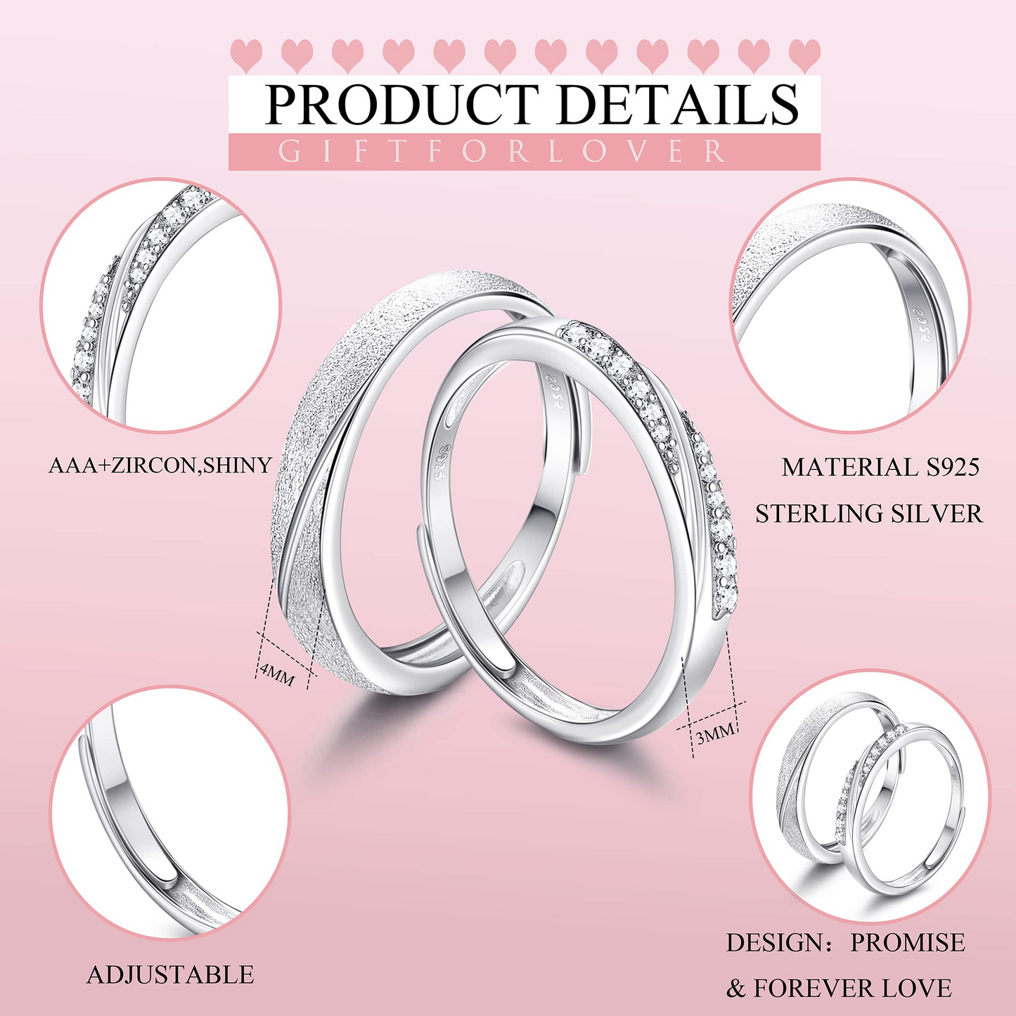 Adjustable Couple Rings for Lovers