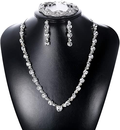 Necklace Bracelet and Earrings Bridal Jewelry Set