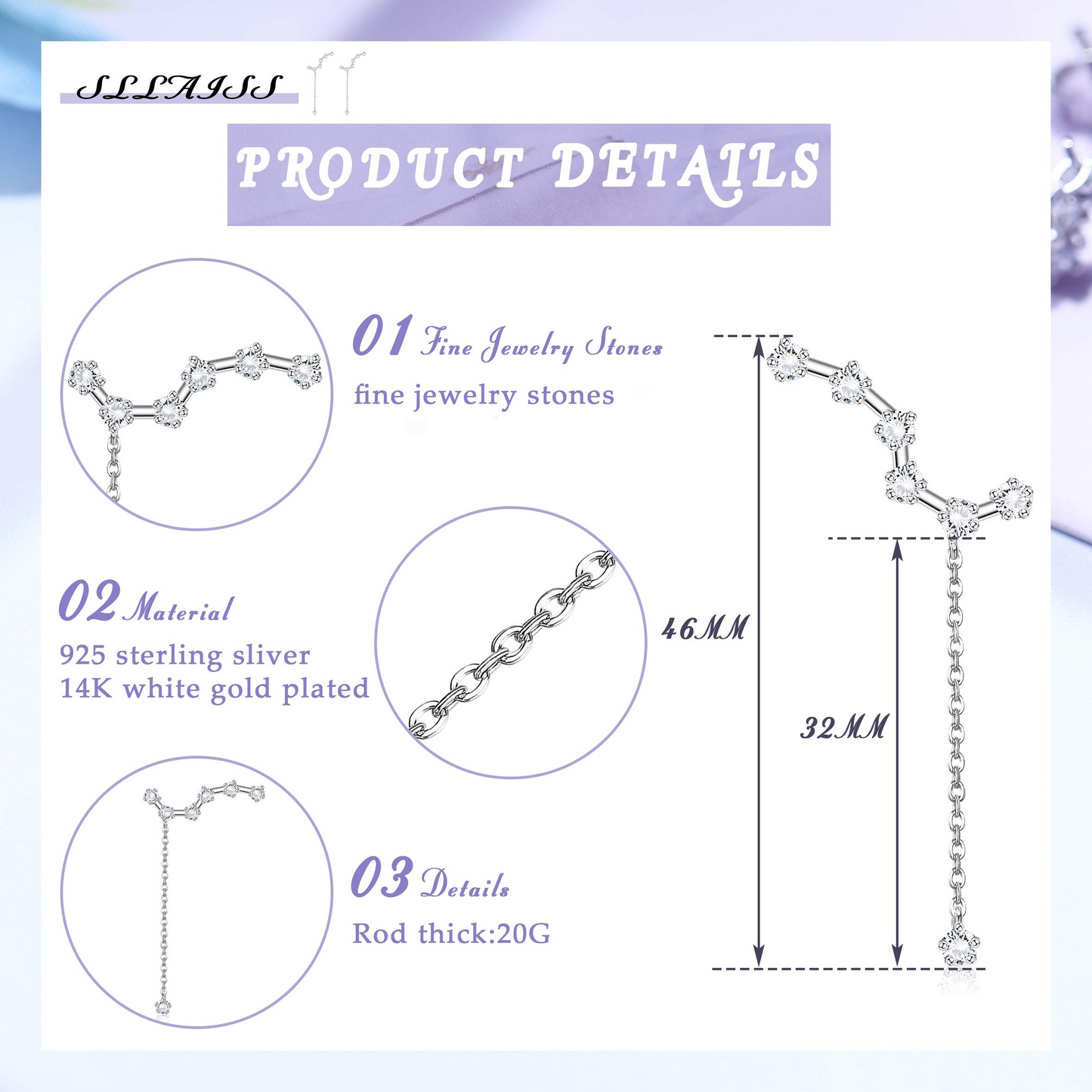 Chain Dangle Constellation Earrings