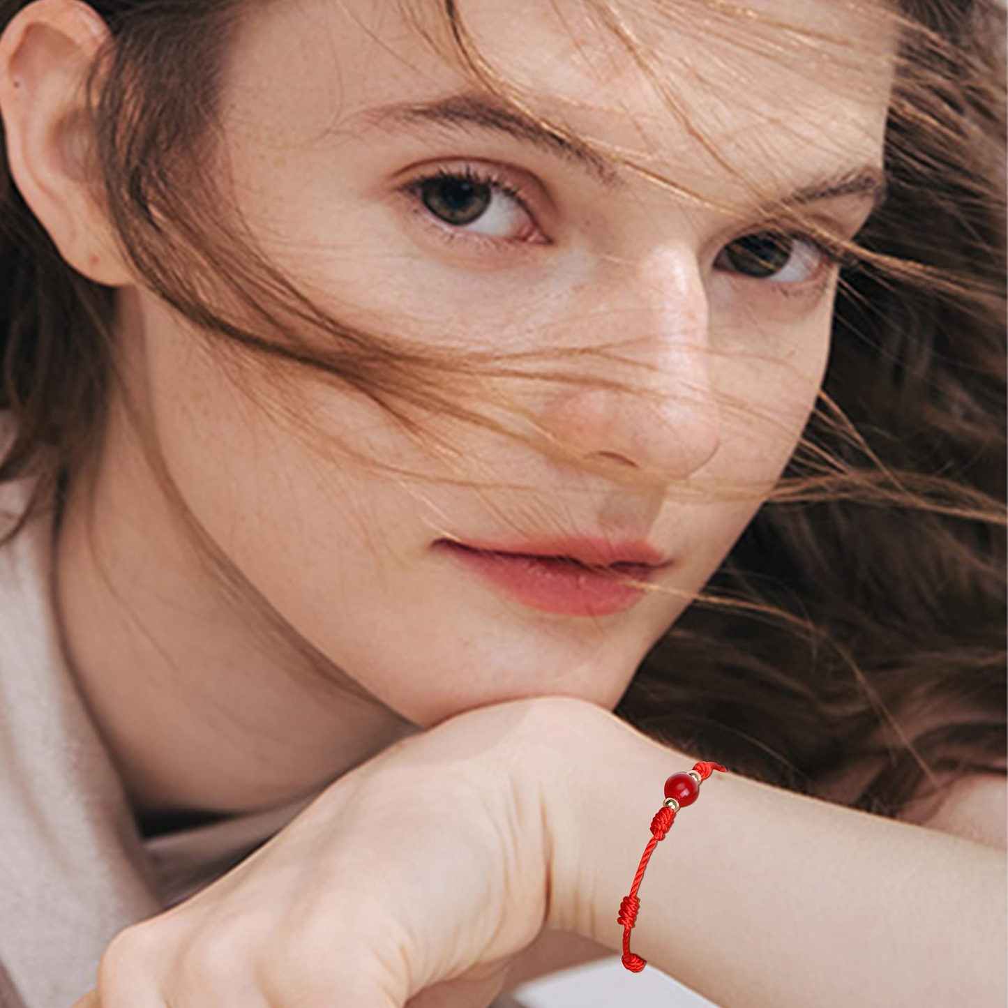 2 Pcs  Adjustable Red Knots String Bracelet