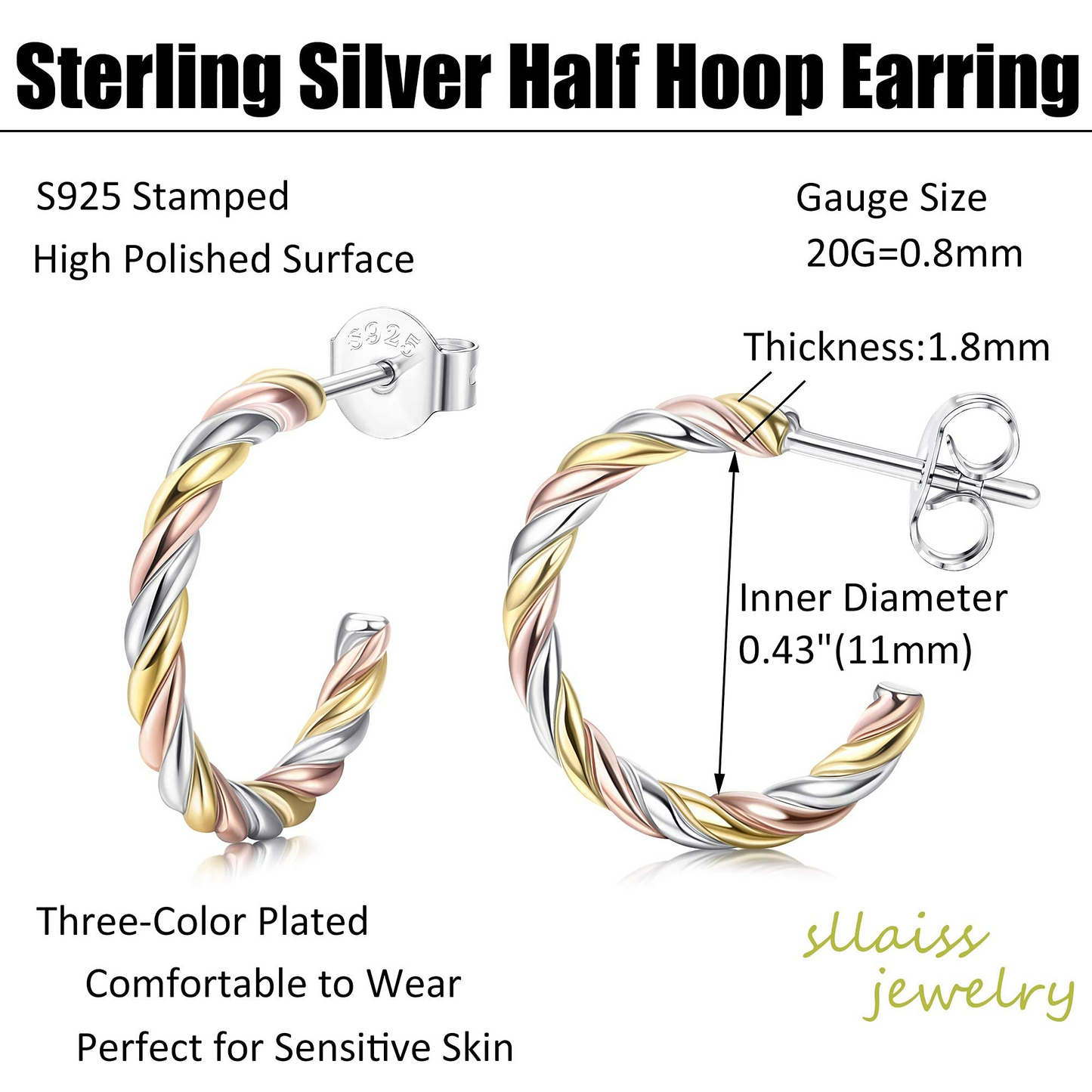 Twisted Half Hoop Earrings