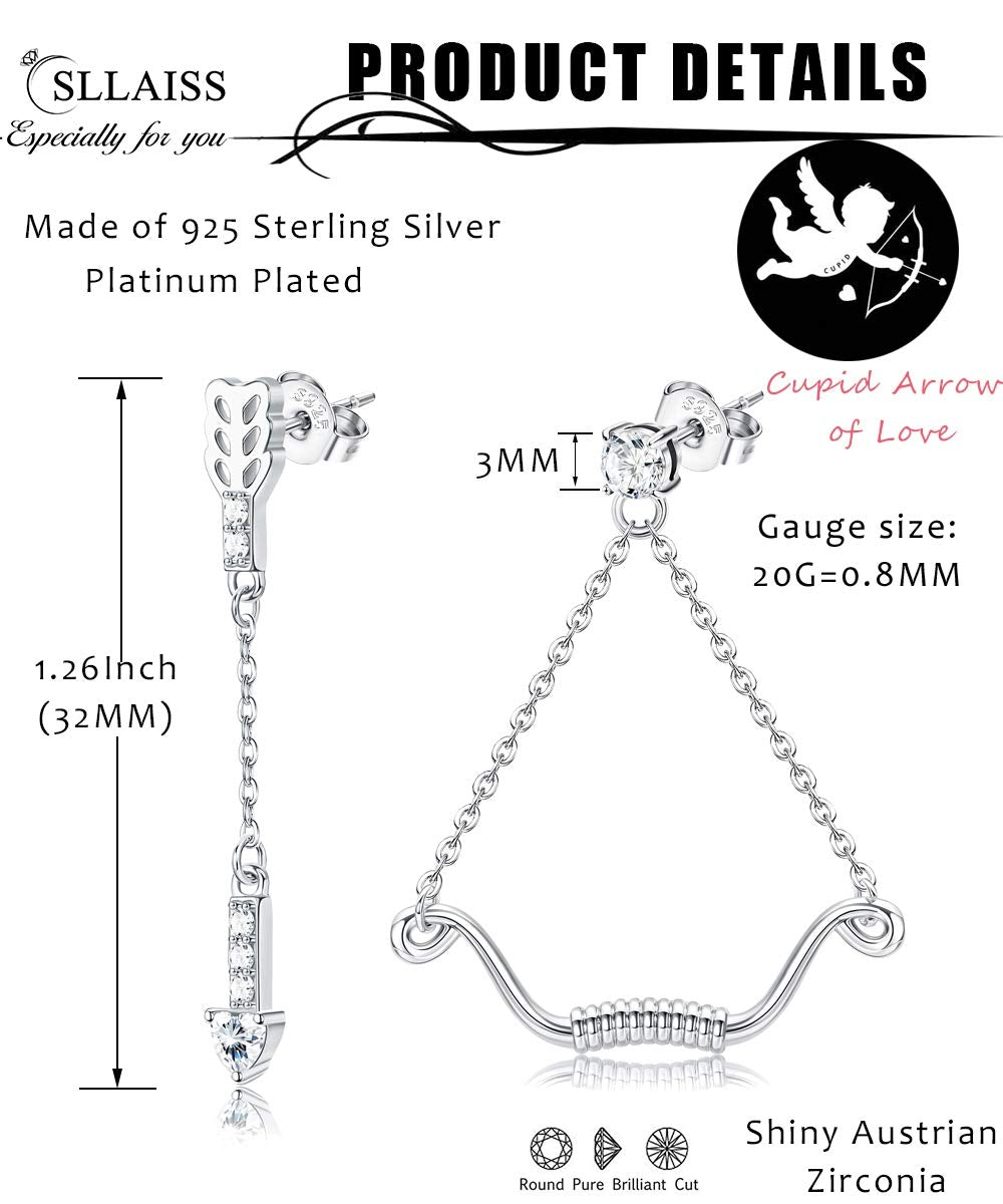 Cupid Love Arrow Chain Dangle Earrings