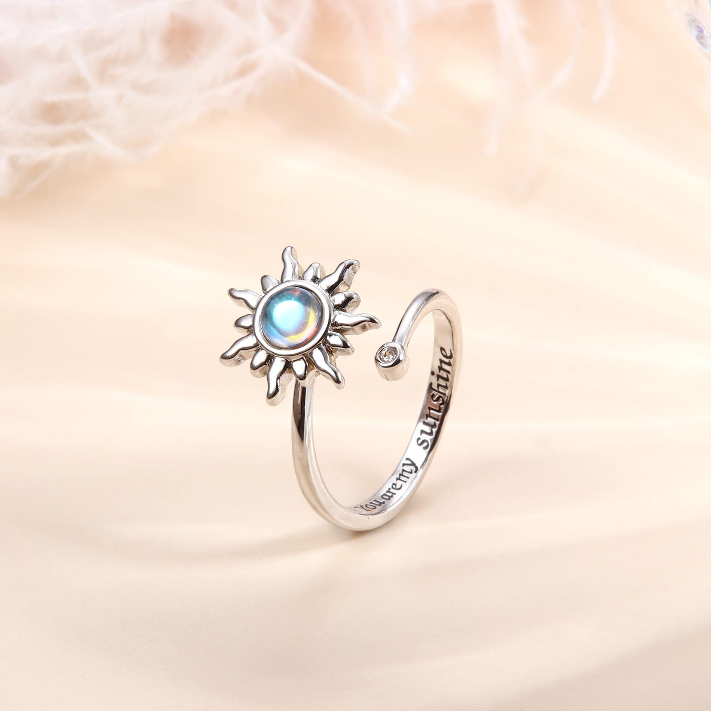 Anxiety Spinner Fidget Adjustable Sunflower Ring