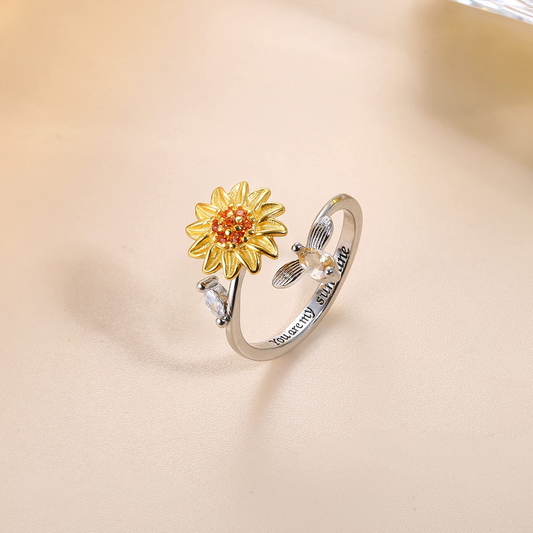 Sunflower Anxiety Ring for Women Spinner Fidget Ring