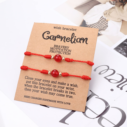 2 Pcs  Adjustable Red Knots String Bracelet