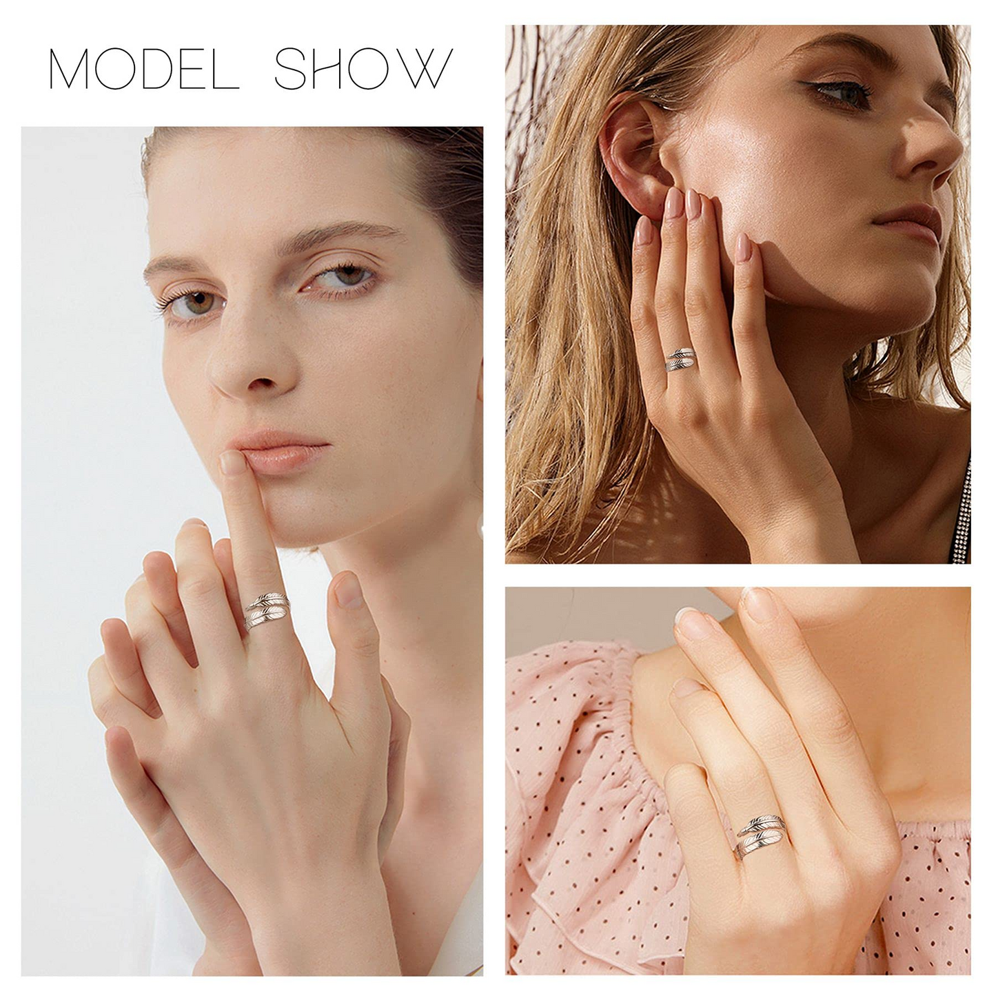 Adjustable Angel Wings Leaf Ring