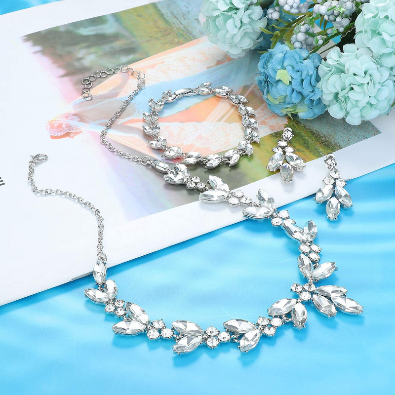 Necklace Earrings Bracelet Set Wedding Jewelry