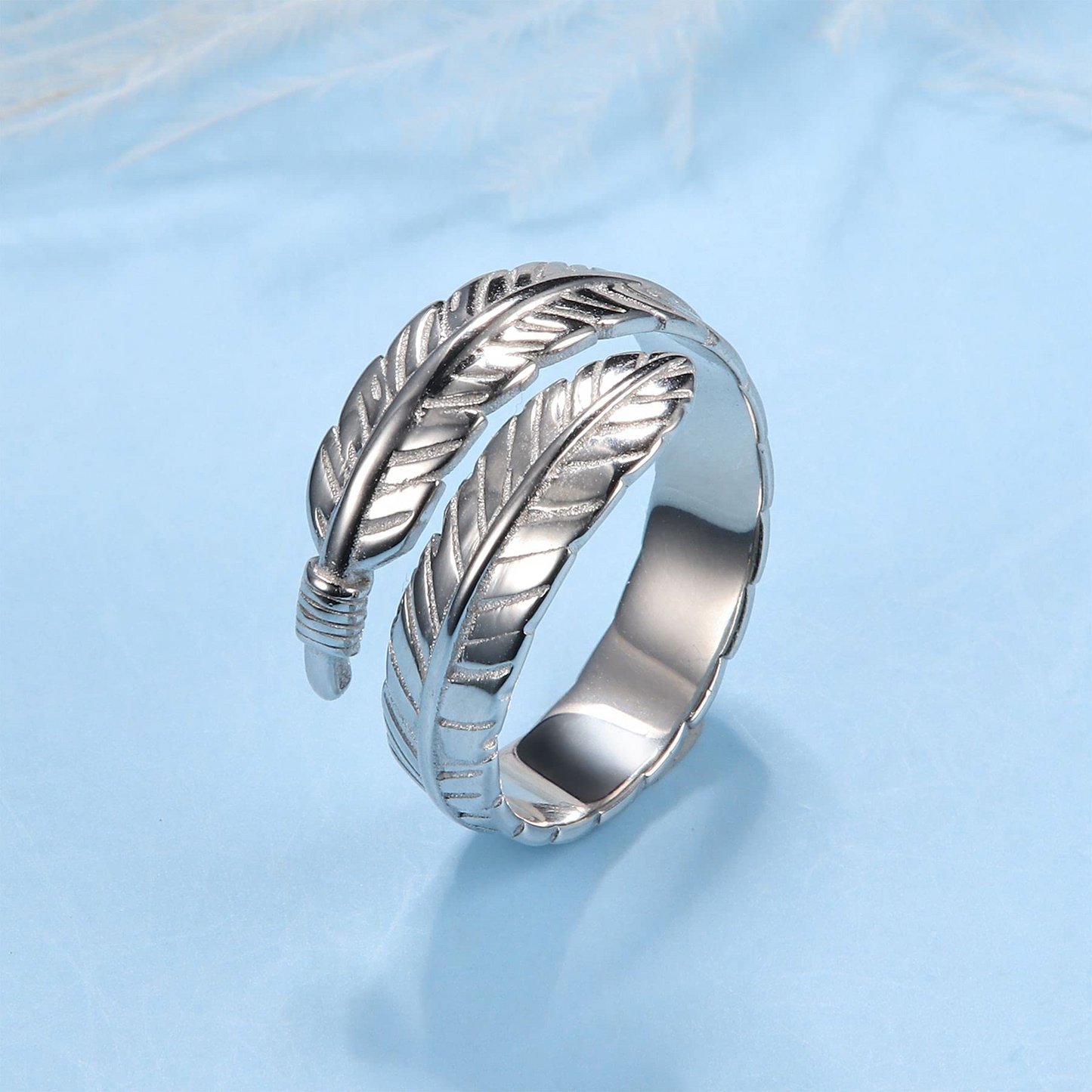 Adjustable Angel Wings Leaf Ring