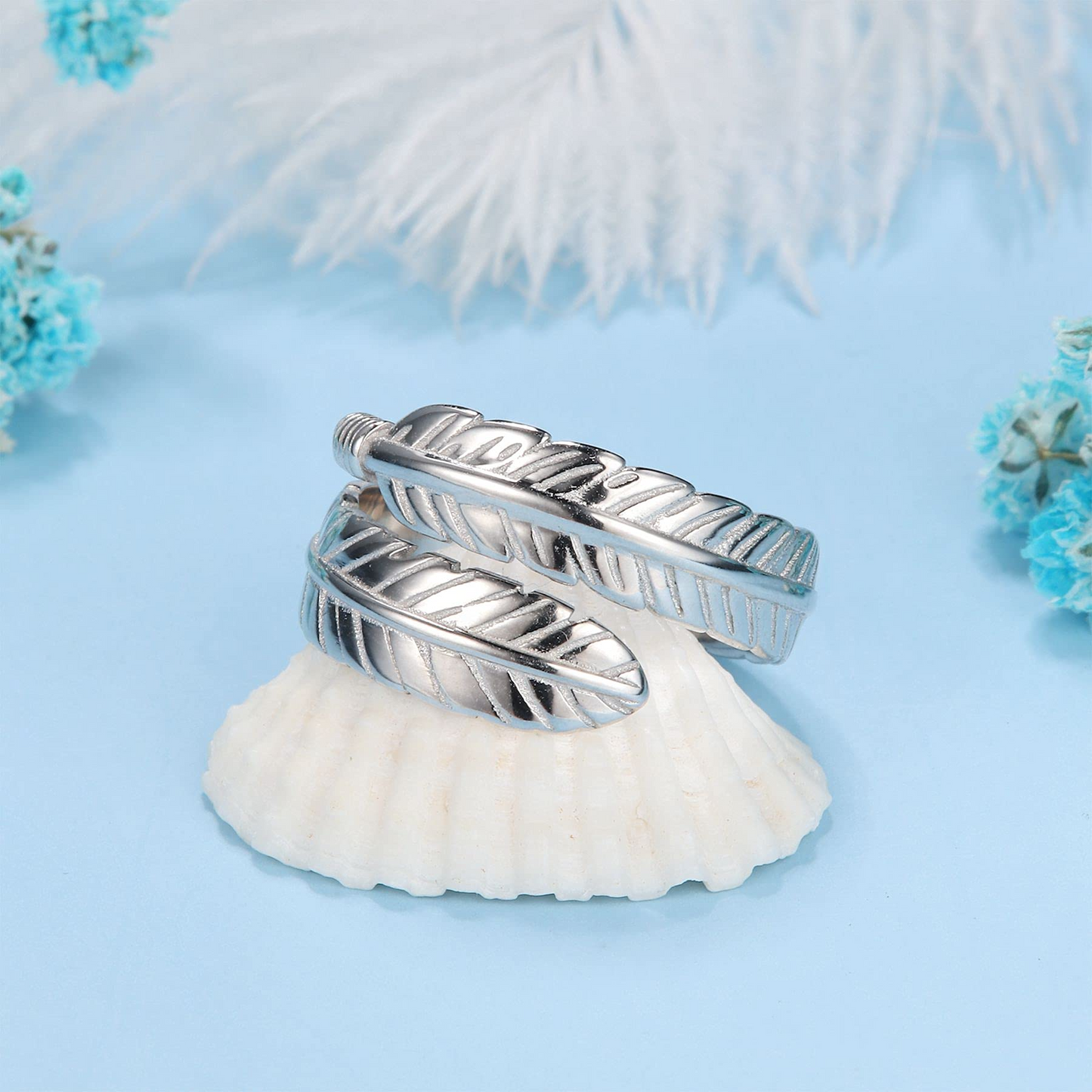 Adjustable Angel Wings Leaf Ring