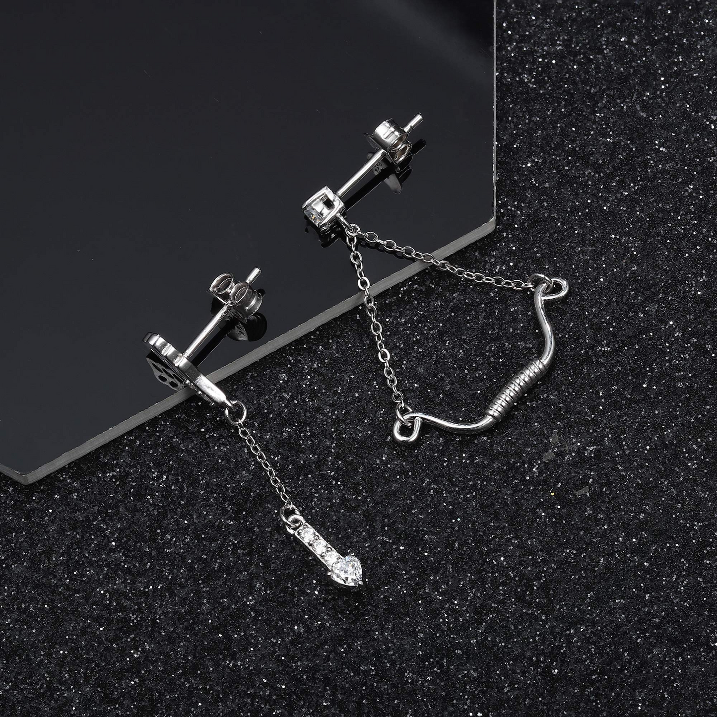 Cupid Love Arrow Chain Dangle Earrings