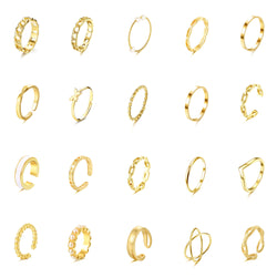 JeryWe 20 Pcs Knuckle Rings for Women Gold Stackable Rings Bohemian Vintage Hollow Carved Joint Stackable Finger Rings Midi Rings Knuckle Rings Set