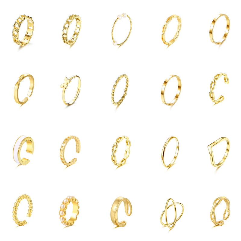 JeryWe 20 Pcs Knuckle Rings for Women Gold Stackable Rings Bohemian Vintage Hollow Carved Joint Stackable Finger Rings Midi Rings Knuckle Rings Set