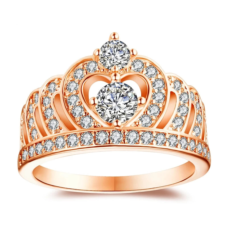 Round Cut Crown Ring