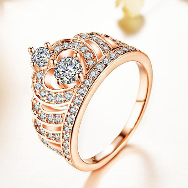 Round Cut Crown Ring