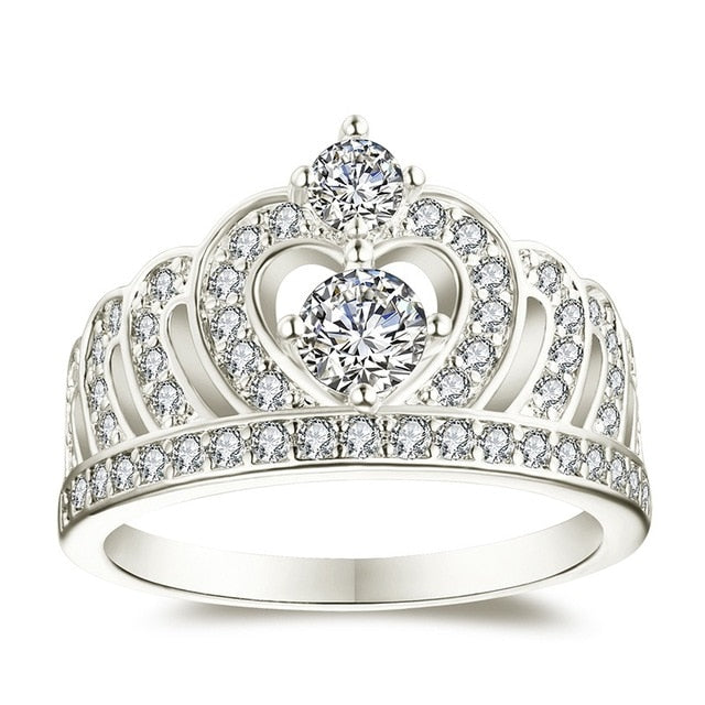Round Cut Crown Ring