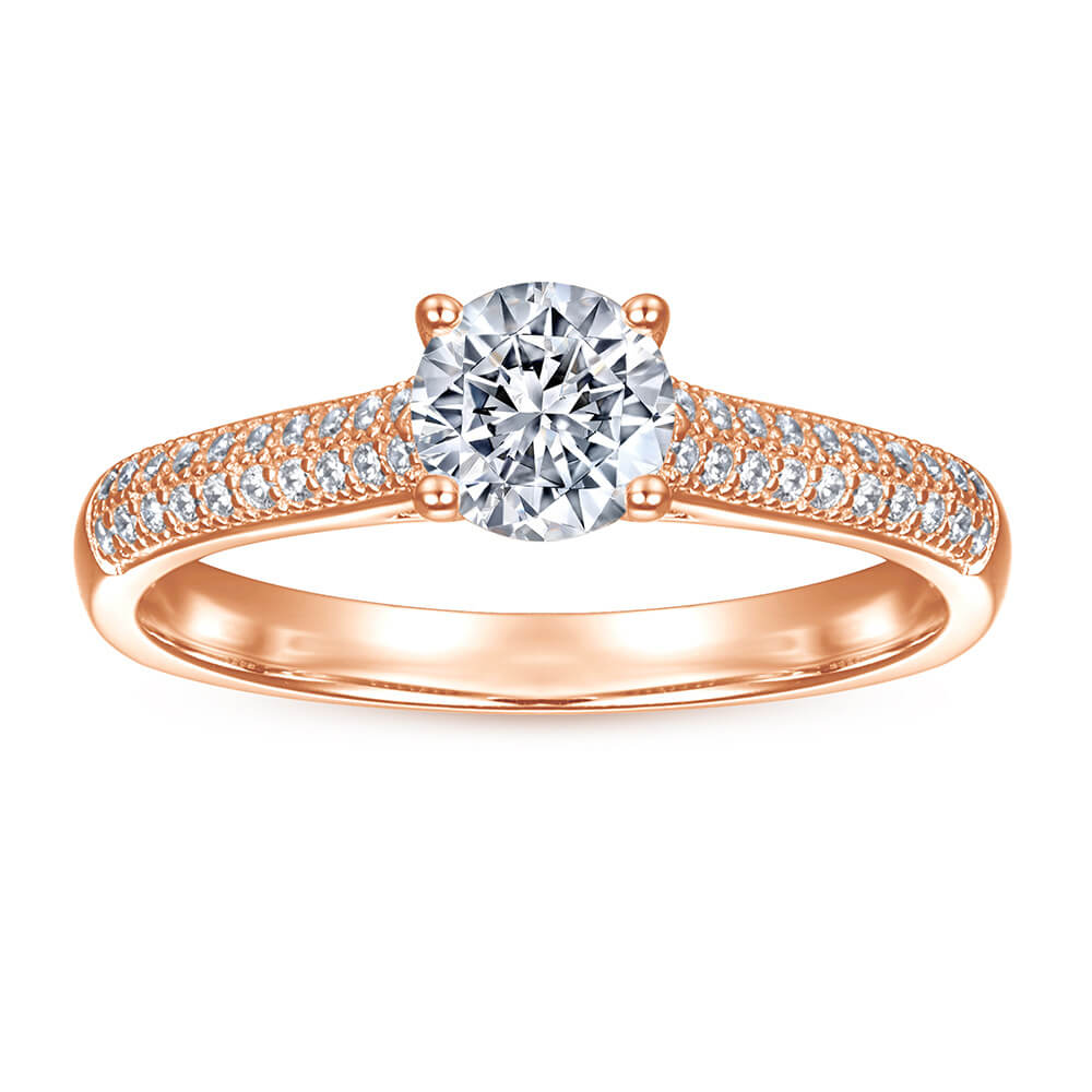 Bague ronde en argent sterling avec zircon