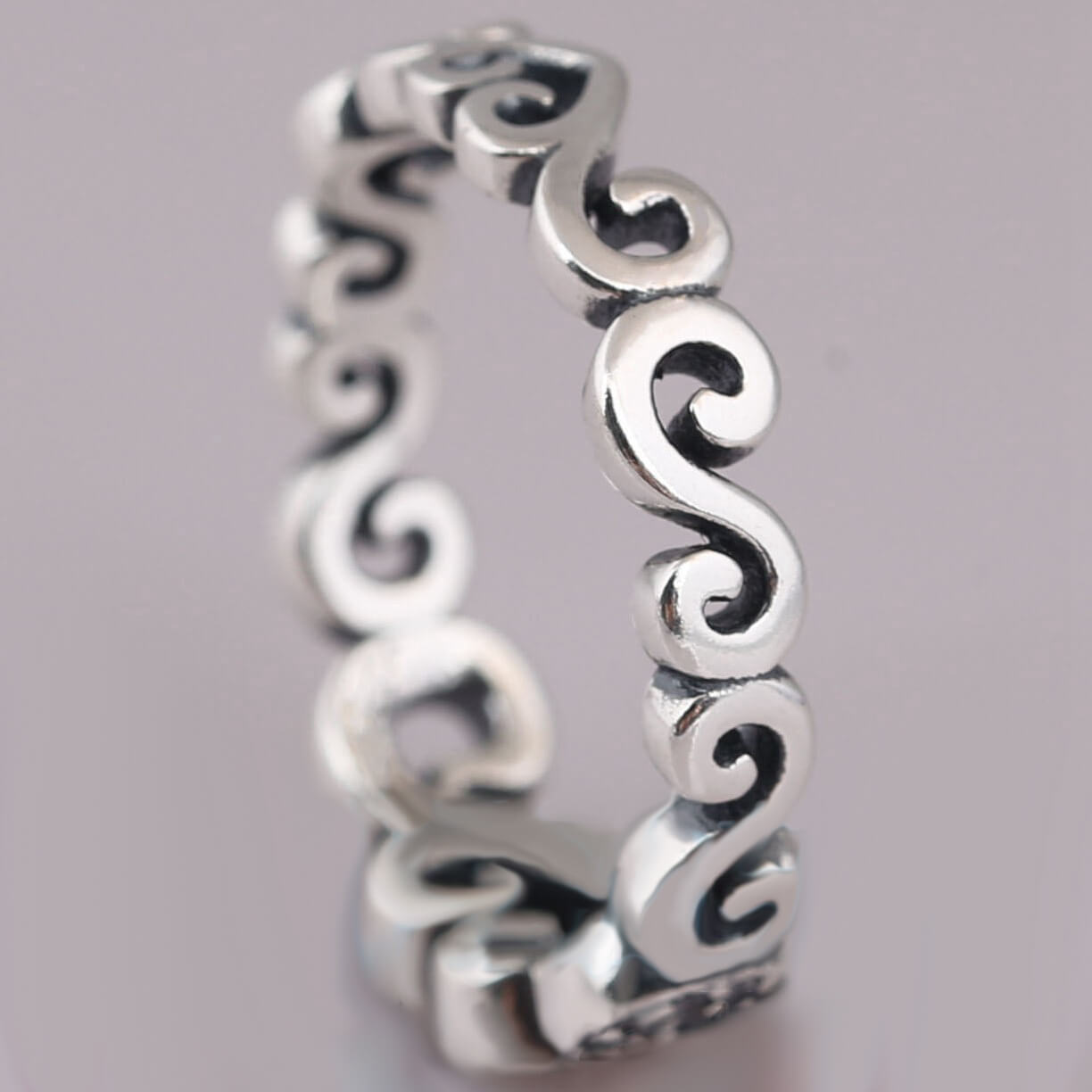 Sanskrit Heart-shaped Sterling Silver Ring
