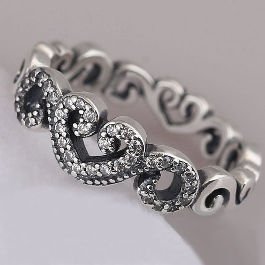 Bague sanscrite en argent sterling en forme de cœur