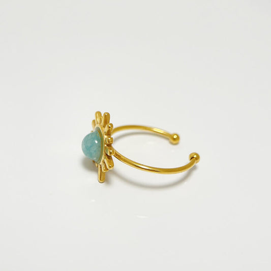 Amazonite Stone Palace Style Open Ring