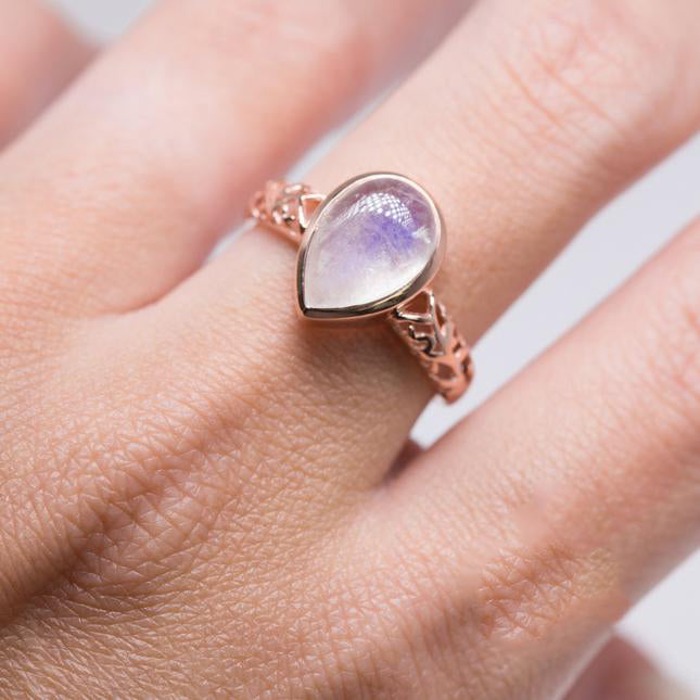 Moonstone Ring - Ornamented Teardrop-MM-Juri Elle