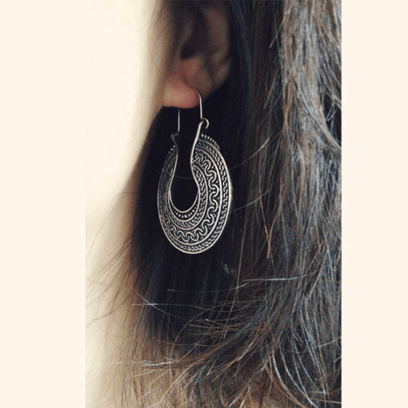 Vintage Bohemian Style Sterling Silver Circle Earrings